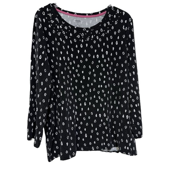 Rafaella Womens Plus Size 3X Top Blouse Shirt Black Embellished Casual Stretch - Picture 1 of 10